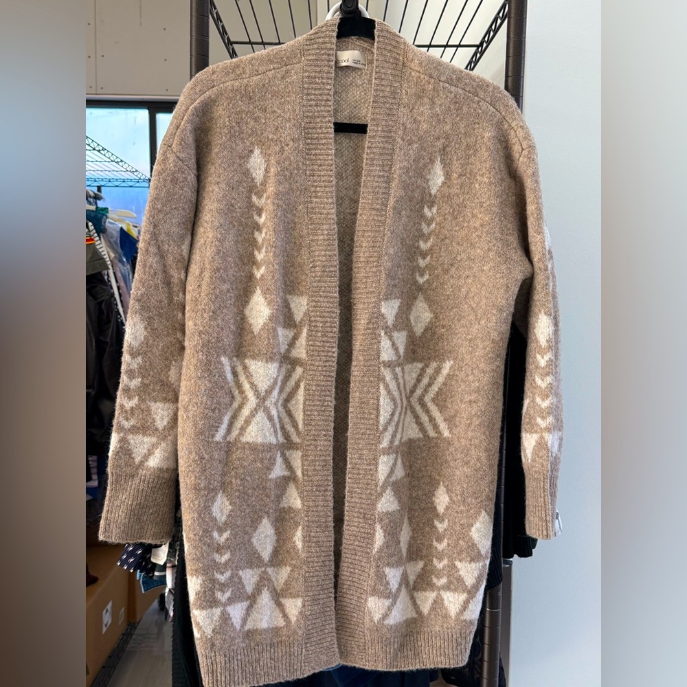 Light heathered brown long cardigan